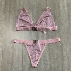 Victoria’s Secret Shine Cotton Wireless Plunge Bralette & G String Panty Set